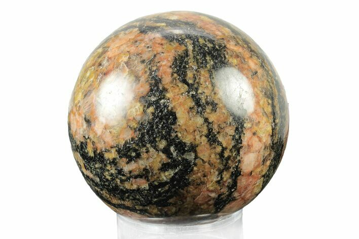 Polished, Red Feldspar & Tourmaline Sphere - Madagascar #242838